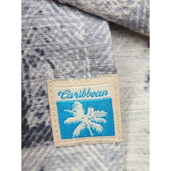 Caribbean Hawaiian Button Up Down Shirt Bamboo Wood Buttons Large L Silk - Picture 5 of 8